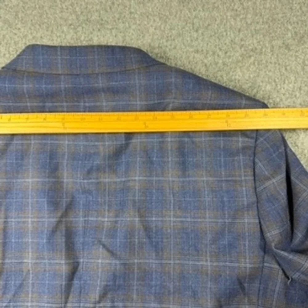 Giles & Jasper Mens Blue Plaid Wool Blend 2 Piece Suit 50L 44W 30L Blazer Pants